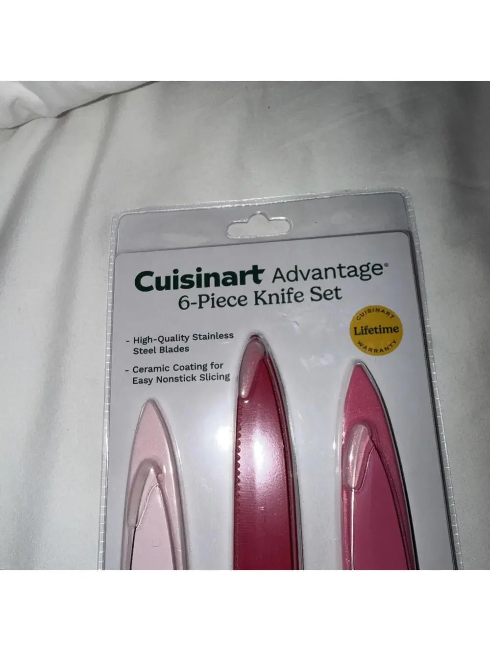 New Cuisinart 6 Pc Nonstick Stainless Steel Paring & Serrated Knives Pink